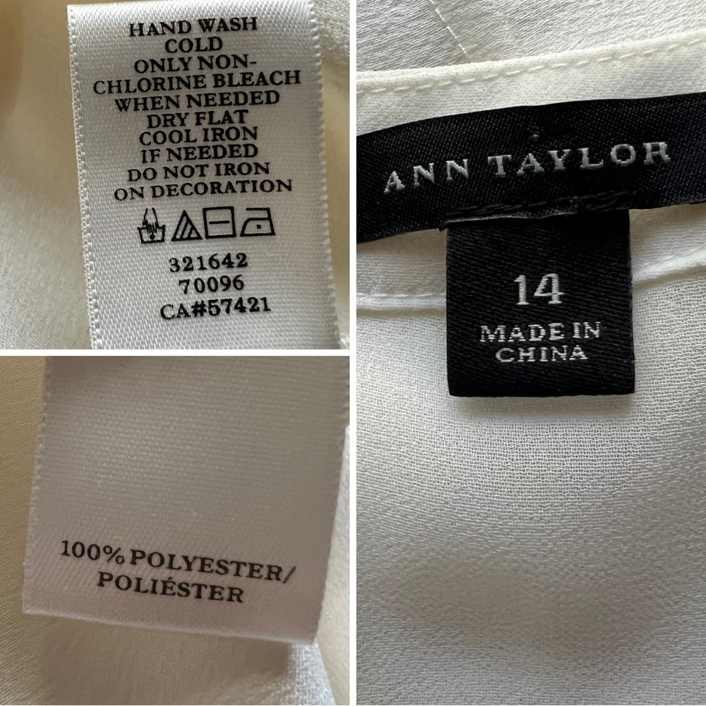 Ann Taylor [Size 14] Sheer Cream Sleeveless Top with Rhinestones - Picture 11 of 11